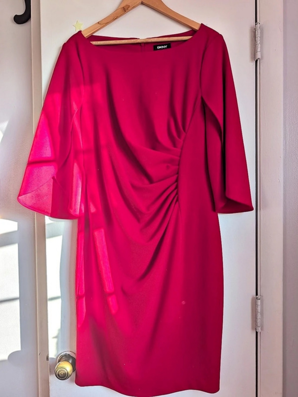 DKNY Draped Midi Dress in Scarlet Size 14 Like New